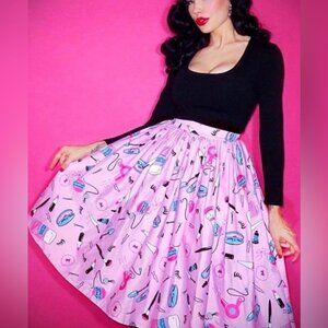 Rare Vixen Hair and Makeup print swing skirt